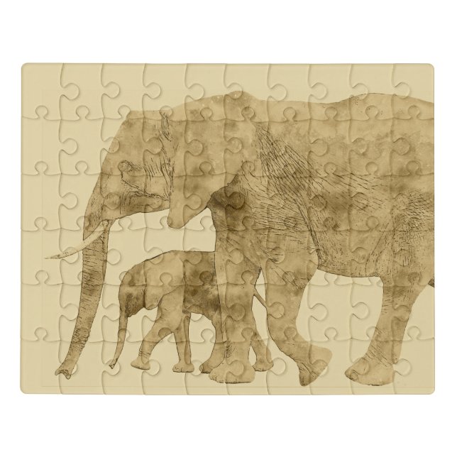 Baby Elephant with it's Mother  Jigsaw Puzzle (Puzzle Horizontal)