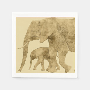 Baby Elephant with it's Mother  Napkins