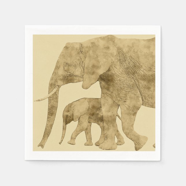 Baby Elephant with it's Mother  Napkins (Front)