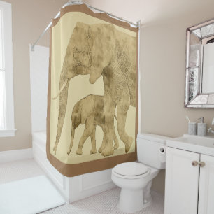 Baby Elephant with it's Mother Shower Curtain