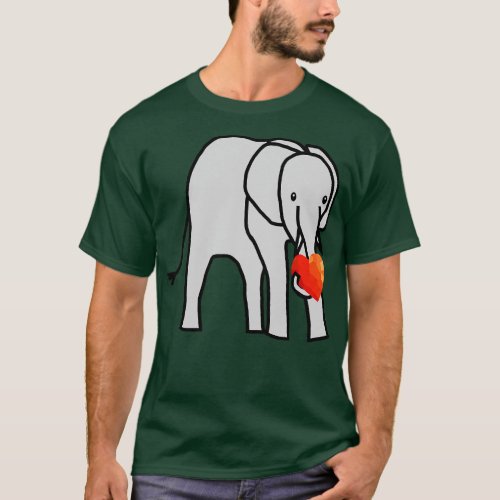 Baby Elephant with Love Heart on Valentines Day T_Shirt