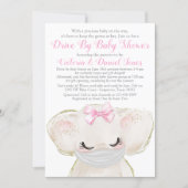 Baby Elephant with Mask Drive By Baby Shower Invitation (Front)