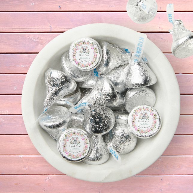 Baby Elephant With Peonies & Balloon Baby Shower Hershey®'s Kisses® (Send guests home with sweet memories: Hershey's Kiss favors await!)
