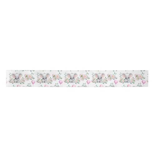 Baby Elephant With Peonies  Balloon Baby Shower  Satin Ribbon
