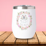 Baby Elephant With Peonies &amp; Balloon Baby Shower Thermal Wine Tumbler