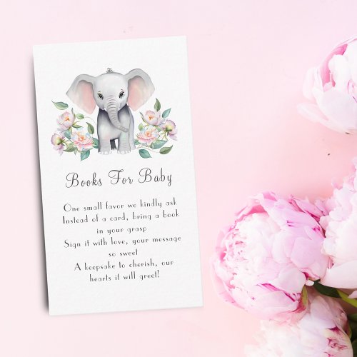 Baby Elephant With Peonies Books For Baby Enclosure Card