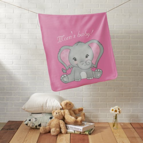 Baby elephant with pink ears baby blanket