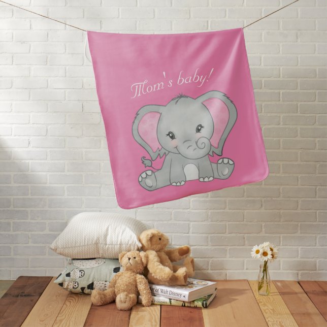 Baby elephant with pink ears baby blanket (In Situ)