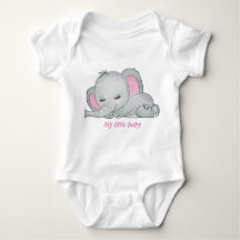 Baby elephant with pink ears baby bodysuit
