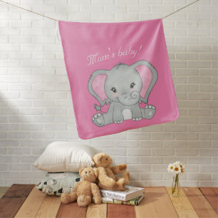 Baby elephant with pink ears blanket