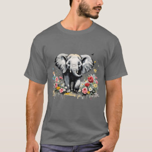 Baby Elephant With Roses T-Shirt