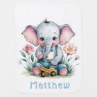 Baby Elephant with Truck Baby Shower Custom
