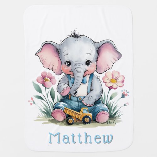 Baby Elephant with Truck Baby Shower Custom