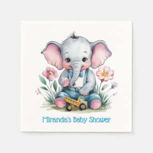 Baby Elephant with Truck Baby Shower Napkins