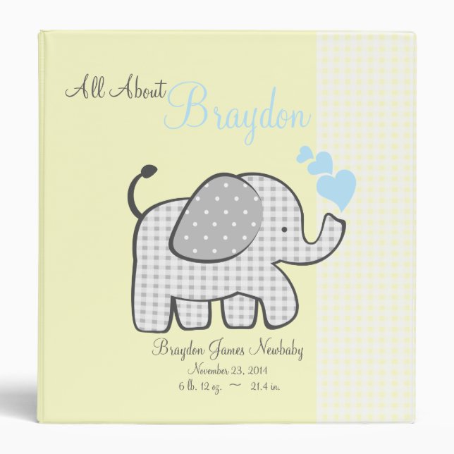 Baby Elephant Yellow All About Baby Binder (Front)