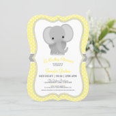 Baby Elephant (yellow) Baby Shower Invitation (Standing Front)