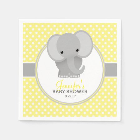 Baby Elephant (yellow) Baby Shower Paper Napkins
