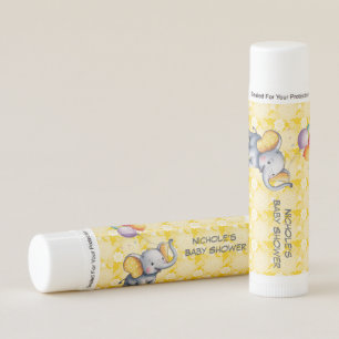 Baby Elephant Yellow Polka Dot Ears Baby Shower Lip Balm