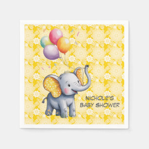 Baby Elephant Yellow Polka Dot Ears Baby Shower Napkins