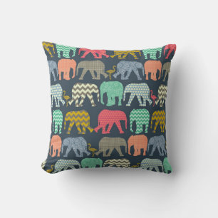 baby elephants and flamingos throw pillow