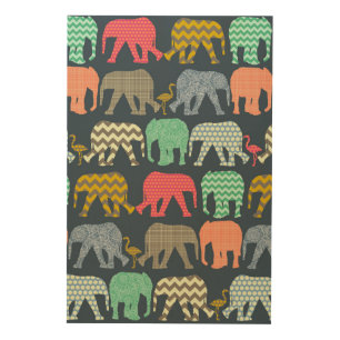 baby elephants and flamingos wood wall art