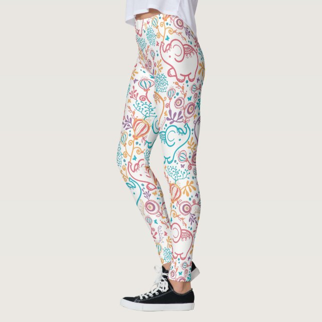 Baby Elephants And Flowers Leggings (Left)