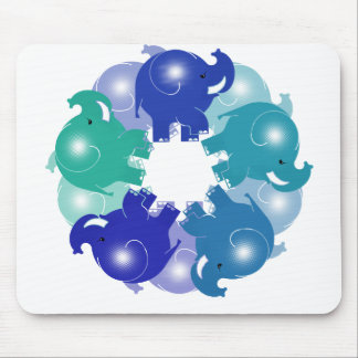 BABY ELEPHANTS BLUE MOUSE PAD