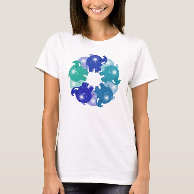 BABY ELEPHANTS BLUE T-Shirt (Front)