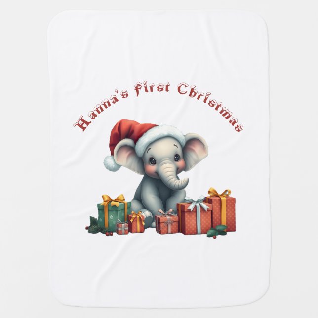 Baby Elephant's First Christmas  Blanket (Front)