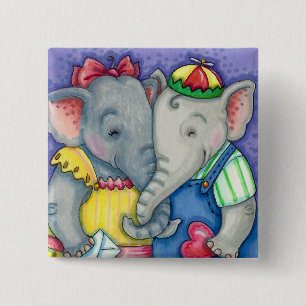 BABY ELEPHANTS FIRST LOVE, CUTE PACHYDERM FRIENDS BUTTON