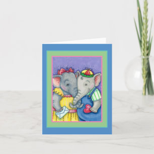 BABY ELEPHANTS FIRST LOVE, CUTE PACHYDERM FRIENDS HOLIDAY CARD