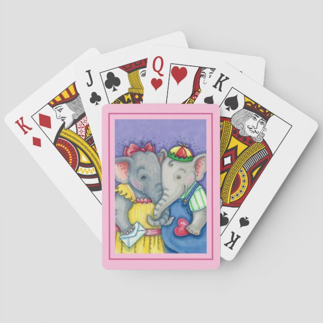 BABY ELEPHANTS FIRST LOVE, CUTE PACHYDERMS POKER CARDS (Back)