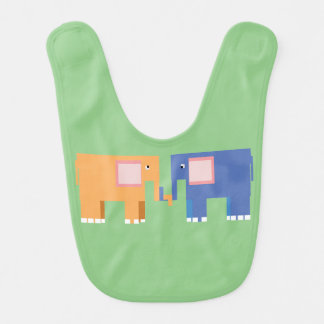 Baby elephants hug reversible bib