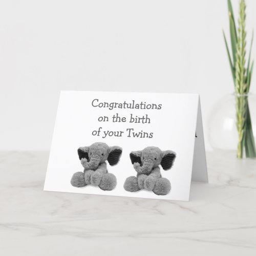 BABY ELEPHANTS SAY DOUBLE LOVE WITH NEW TWINS CARD