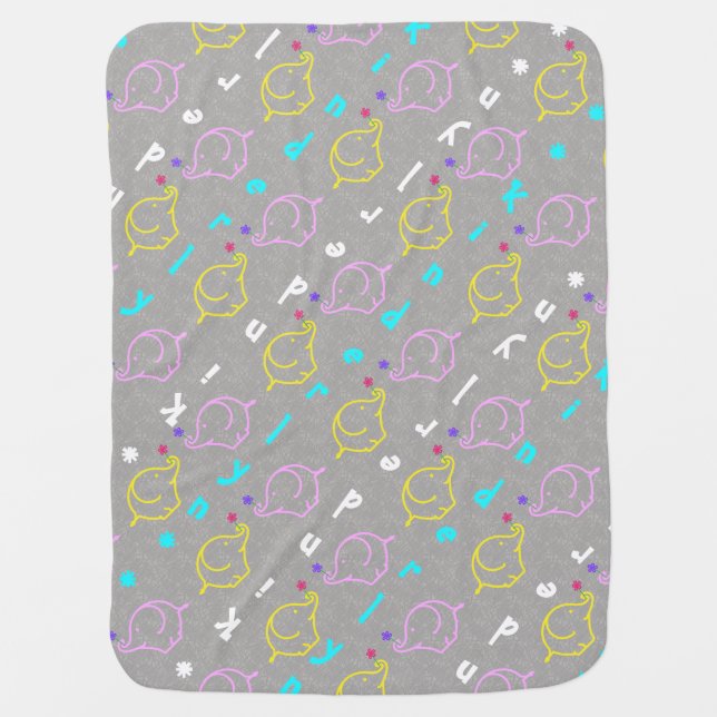 Baby Elephants with flowers Blanket (Front)