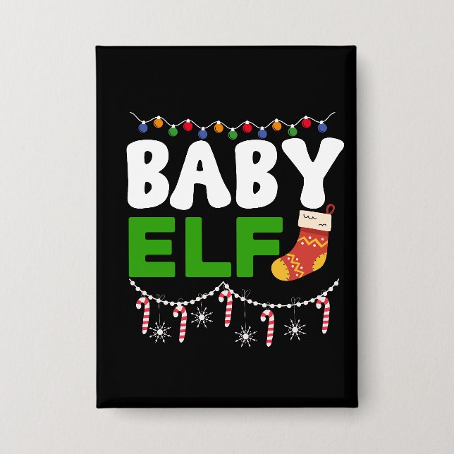 Baby Elf Christmas Holiday Design-84608 Button (Front)