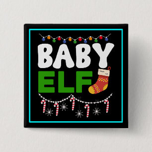 Baby Elf Christmas Holiday Design-84608 Button