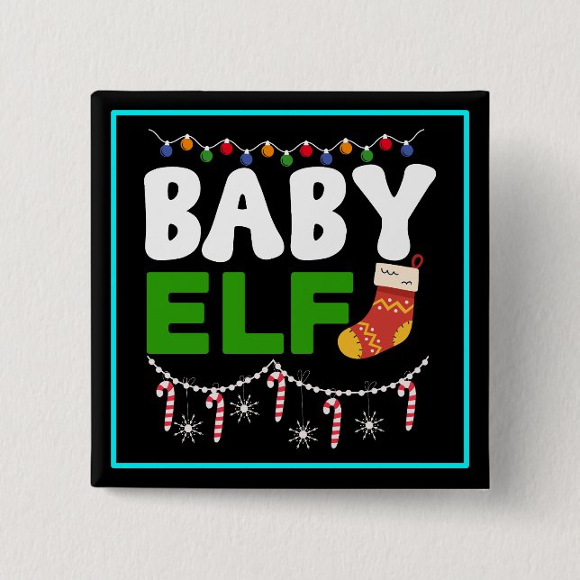 Baby Elf Christmas Holiday Design-84608 Button (Front)