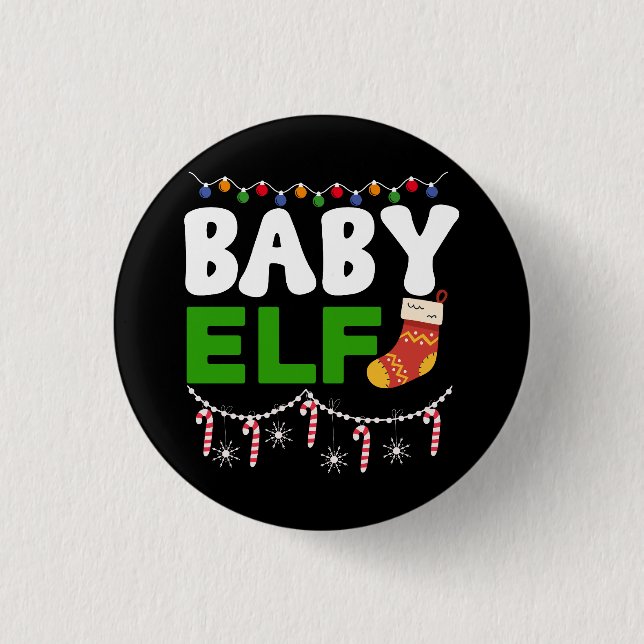 Baby Elf Christmas Holiday Design-84608 Button (Front)