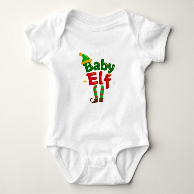 Baby Elf Cute Family Christmas Pajama Baby Bodysuit (Front)