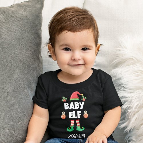 Baby elf family matching christmas outfit name baby T_Shirt