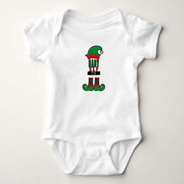 Baby Elf Family Matching Christmas Outfit T-Shirt Baby Bodysuit (Front)
