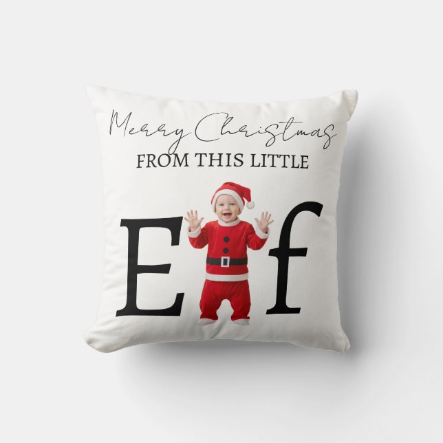 Baby Elf Merry Christmas Holiday Gift Throw Pillow (Front)