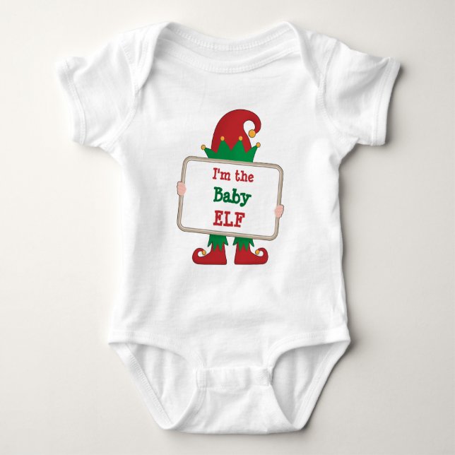 Baby Elf | Personalized Christmas Elf Quote Baby B Bodysuit (Front)