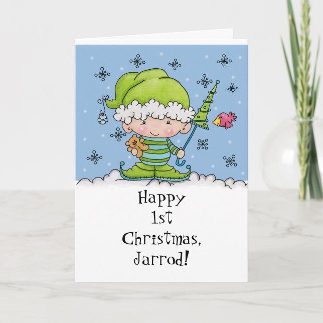 Baby Elf –Personalized !st  Christmas Holiday Card (Front)