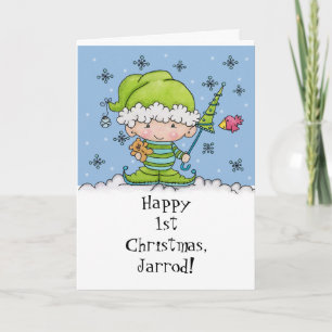 Baby Elf –Personalized !st  Christmas Holiday Card
