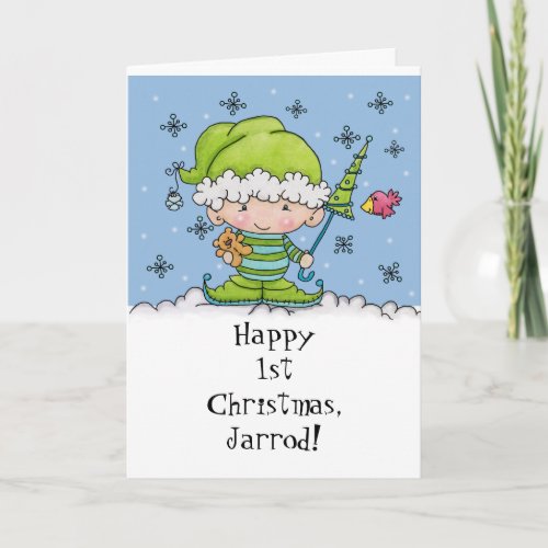 Baby Elf _ Personalized st Christmas Holiday Card