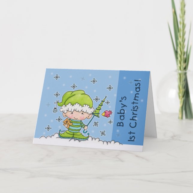 Baby Elf –Personalized !st  Christmas Holiday Card (Front)