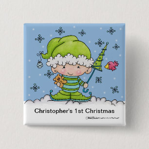 Baby Elf –Personalized !st Christmas Pinback Button