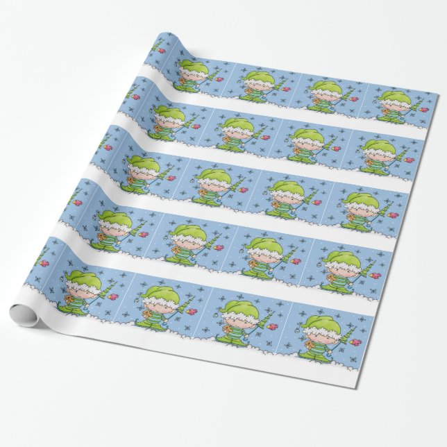 Baby Elf –Personalized !st  Christmas Wrapping Paper (Unrolled)